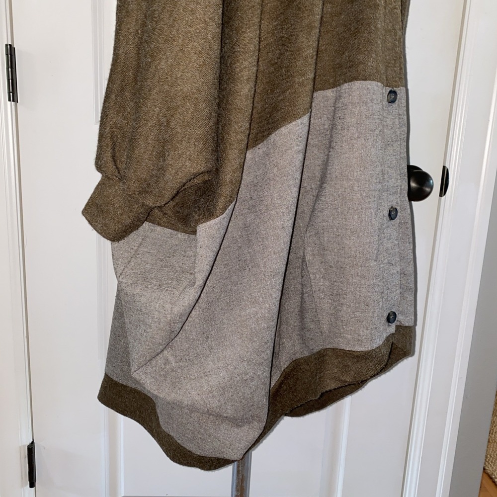 Lupilien Brown Linen Wool Button Front Shirt Jacket Lagenlook Art To Wear Size F - Picture 3 of 12